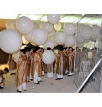 הפרחת בלוני ענק באירוע פתיחת גשר המיתרים בירושלים