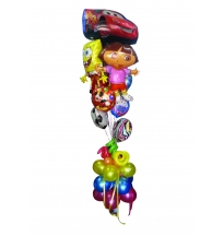 זר בלוני דמויות בשילוב בלוני יום הולדת 