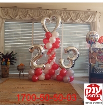 מתנה מקורית לאישה סטנד בלונים בשילוב מספרים 23