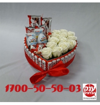 מתנה לאמא פרחים בקופסא בצורת לב