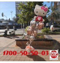 זר בלונים קיטי בשילוב בלוני הליום כרום 