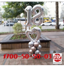 מתנה ליום הולדת 18 קישוט בלונים 