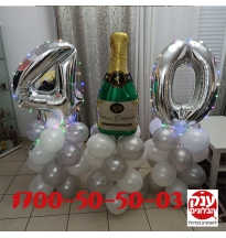 יום הולדת 40 בלוני מספרים אורות לד