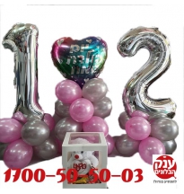 מתנה מושלמת דובי עם שוקולדים ובלוני מספרים