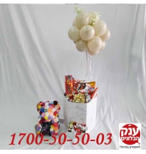 מארז דובי פרחים עם מארז שוקולדים מפנק 