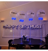 קישוט בלוני יום הולדת בלון שקוף עם אורות לד 