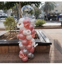 סטנד בלונים רוז גולד בשילוב כיתוב אישי